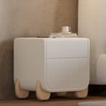 Curva 2-Drawer Smart Boucle Nightstand with Natural Wood Legs