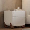 Curva 2-Drawer Smart Boucle Nightstand with Walnut Wood Legs