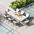 9-Pieces Extendable Outdoor Dining Set with Woven Armchairs for 8 Person (64.2" - 84.3")