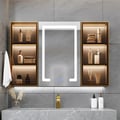 40" Wooden Framed Medicine Cabinet LED Mirror with doors Wall-mounted 