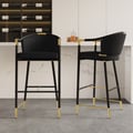 Craines Series Modern Bar Stools with Velvet Upholstery Black