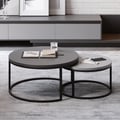 Fero set of round stackable coffee tables, gray and black