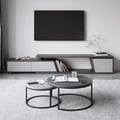 Ensemble meuble TV extensible gris et table basse emboîtable Fero