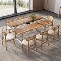 Dining Set 70.9" Rectangle Dining Table Natural with 8 Chairs