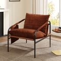 Fauteuil d'appoint en chenille marron avec structure en métal