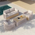 4-Pieces Modern Aluminum & Rope Outdoor Sofa Set with Coffee Table in Khaki for 4