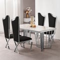 Set of 2 Affordable Luxury Modern Dining Chairs Silver with PU Leather Upholstery Black