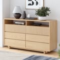 1200mm Modern 6-Drawer Wood Dresser with Shelves