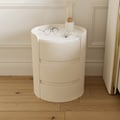 Modern white bedside tables with 3-drawer marble and leather