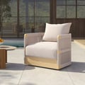Outdoor Khaki Handwoven Rope Swivel Chair