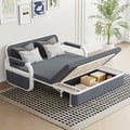62" Linen Convertible Sleeper Sofa 2-Seater
