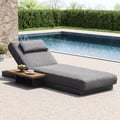 Axis Wood & Aluminum Outdoor Lounger Daybed Patio Furniture in Gray Cushion with Pillow
