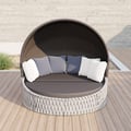 Tatta Adjustable Canopy Sun Lounger - Gray Weatherproof Outdoor Daybed for Patio