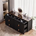 Chanor 1200mm Glass Top Black 6-Drawer Dresser