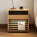 Modern Natural Nightstand with Light Wood Bedside Table with 2 Drawers
