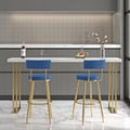 Affordable Luxury Modern Velvet Bar Stools with Upholstery Blue