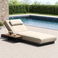 Axis Wood & Aluminum Outdoor Lounger Daybed Patio Furniture in Beige Cushion with Pillow