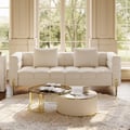Aurora 79" Boucle Fluted Sofa Set & Glass Top Nesting Coffee Table