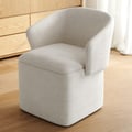 Modern White Velvet Vanity Stool with Storage
