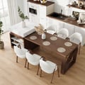 73"-93" Extendable White&Walnut Kitchen Island with Storage Kitchen Cabinet
