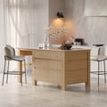 70.9" Sintered Stone Top Oak Wood Kitchen Island with Storage Natural
