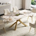 78.7" Modern Rectangle Sintered Stone Dining Table Seats 6-8 People