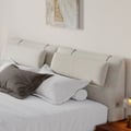Modern King Linen Upholstered Headboard Pillow with Side Pocket