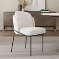 Linenic White Dining Chair Modern Cotton&Linen Upholstered Side Chair in Black