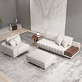 126" L-Shaped Modular Leather Sectional Sofa Set with 35" Square Coffee Table