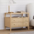 Stria 30" Fluted 2-Drawer Wide Smart Wood Nightstand Set of 2