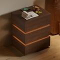 Lumio LED bedside table with 3 drawers, charging station and light - walnut, 2 pcs.
