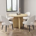 Dining Set 39" Modern Round Wood Dining Table Natural with 4 Chairs