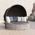 Tatta Weatherproof Grey Braided Garden Sun Island with Aluminum Frame and Sun Canopy