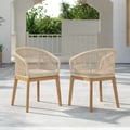 2 Piece Natural Teak Rope Woven Outdoor Chair Set
