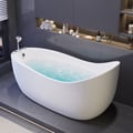 70.9" Modern Oval Acrylic Massage Bathtub with Thermostat Control