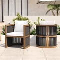 2 Pieces Modern Aluminum & Ropes Outdoor Patio Dining Chair Set