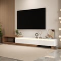 Quoint Extendable TV Stand with 3 Drawers and Light(71"-100")