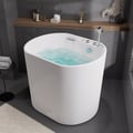 39.37" Modern Deep Rectangular Acrylic Jacuzzi  Bathtub with Thermostat Control