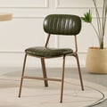 (Set of 2) Modern Dining Chairs with Green Faux Leather Upholstered & Metal Frame