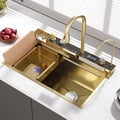 Drop-in Workstation Single Kitchen Sink Gold 29" Stainless Steel with Faucet