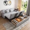 83" Linen Sleeper Sofa 3-Seater with USB Port