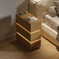 Lumio 3-Drawer LED Smart Natural Nightstand with Light