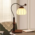 Vintage Pumpkin Wood Base 1-Light Table Lamp