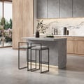 1270mm Japandi Kitchen lsland Gray Wooden Storage Kitchen Cabinet with Light