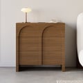 Japandi Walnut Dresser Arch Chest of 3 Drawers Storage Cabinet