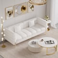 Aurora 79" Leather Fluted Sofa Set with Sintered Stone Top Nesting Coffee Table