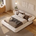 Queen Size Boucle Upholstered Cloud Floor Bed Frame