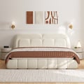 King Size Bubble Boucle Upholstered Platform Bed with Tufted Headboard