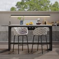 2 Pieces Outdoor Chair Patio Woven Rope & Aluminum 38" Bar Stools Set with Swivel Base