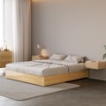 Japandi Super King Size Natural Bed Frame with Storage